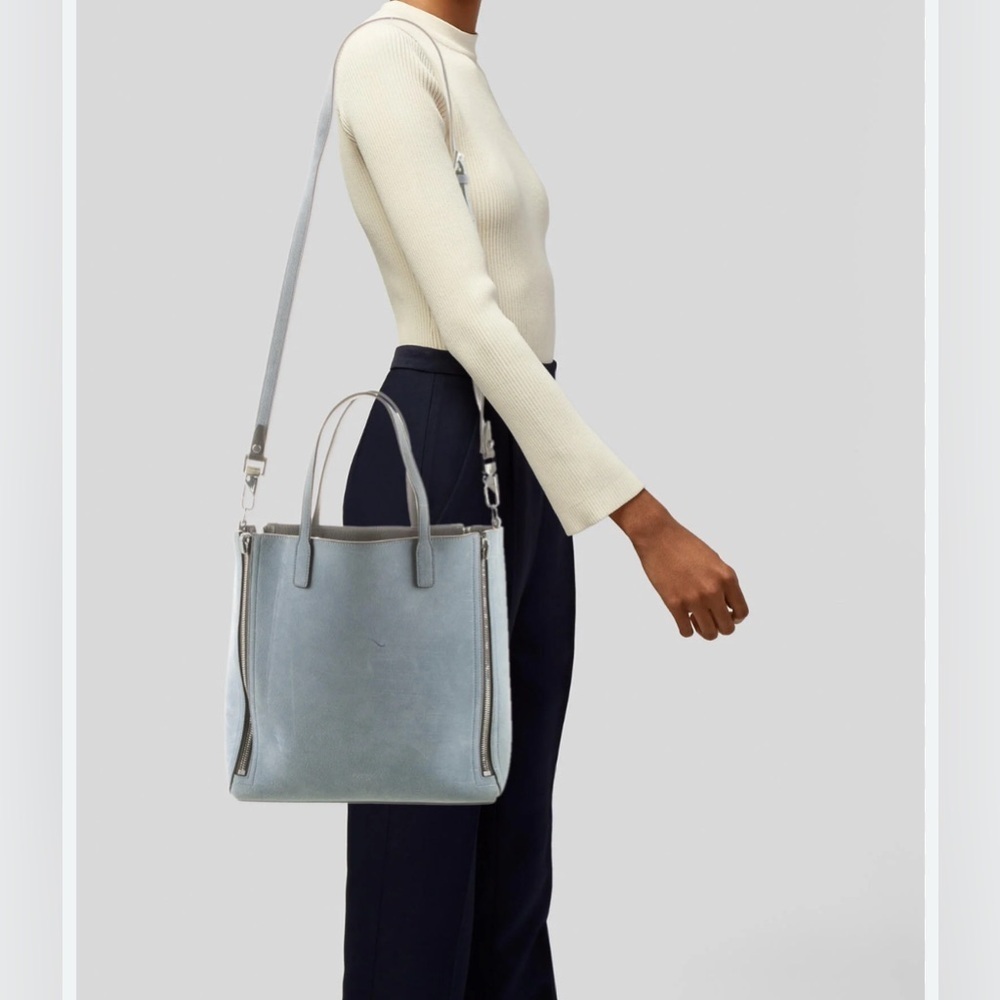 Luana Italy Suede Zip Tote Bag blue grey